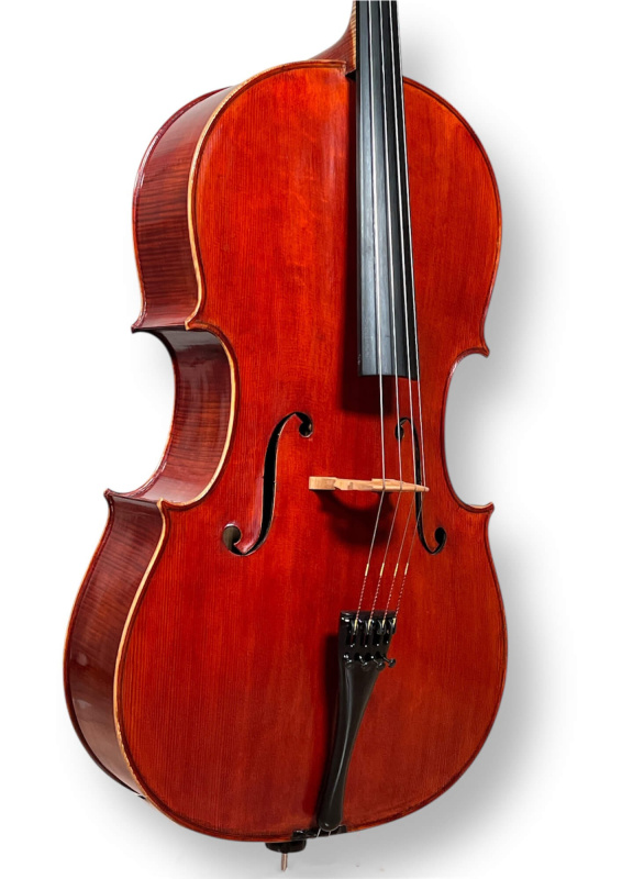 Preview: Simon Joseph 4/4 Meister-Cello nach Guadagnini „von Kohner“ 1743, gebaut 2023 – Deckeansicht, seitlich