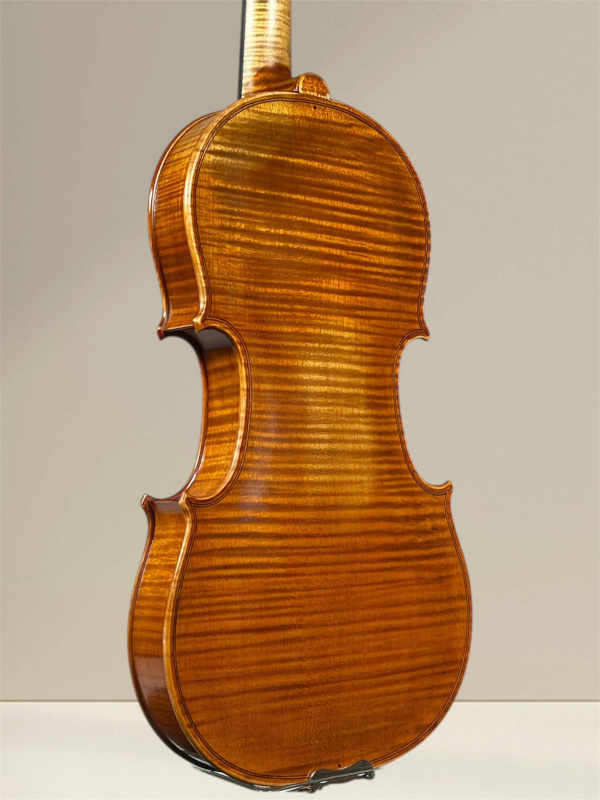 Preview: Simon Joseph Meister Geige (Violine) gebaut 2018 - Stradivarius Modell - Bodenansicht, seitlich