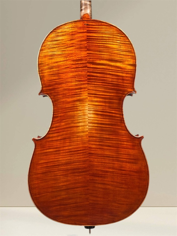 Preview: Bodenansicht Simon Jozsef 4/4 „Meister“ 5-saitiges Cello nach Domenico Montagnana, handgebaut in Siebenbürgen