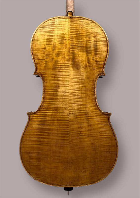 Preview: Stoica Alin 4/4 Linkshänder Cello (2023) Stradivarius Modell – Bodenansicht