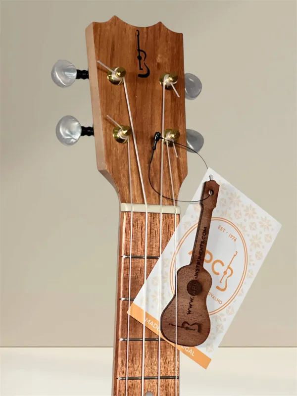 Kopfplatte der APC TTCW Ukulele mit Logo und Mechaniken Kopfplatte der APC TTCW Ukulele mit Logo und Mechaniken