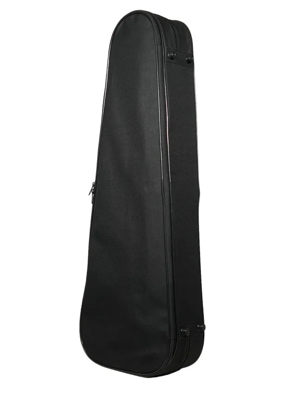 Detailansicht von unten eines Petz Violin (Geige) Form Etuis mit Schulterstützenfach in der Farbe außen schwarz, innen rot
