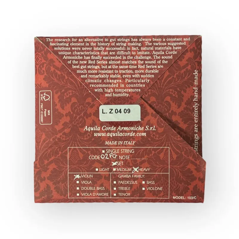 Aquila F-Red Saitensatz für Barockgeige – Superior Tension, synthetisch