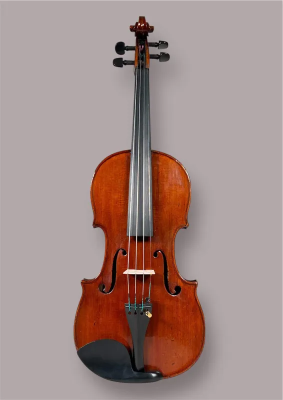 Restaurierte 4/4 Violine ca. 1900 mit Evah Pirazzi Saiten und Ebenholz-Setup - Vorderansicht