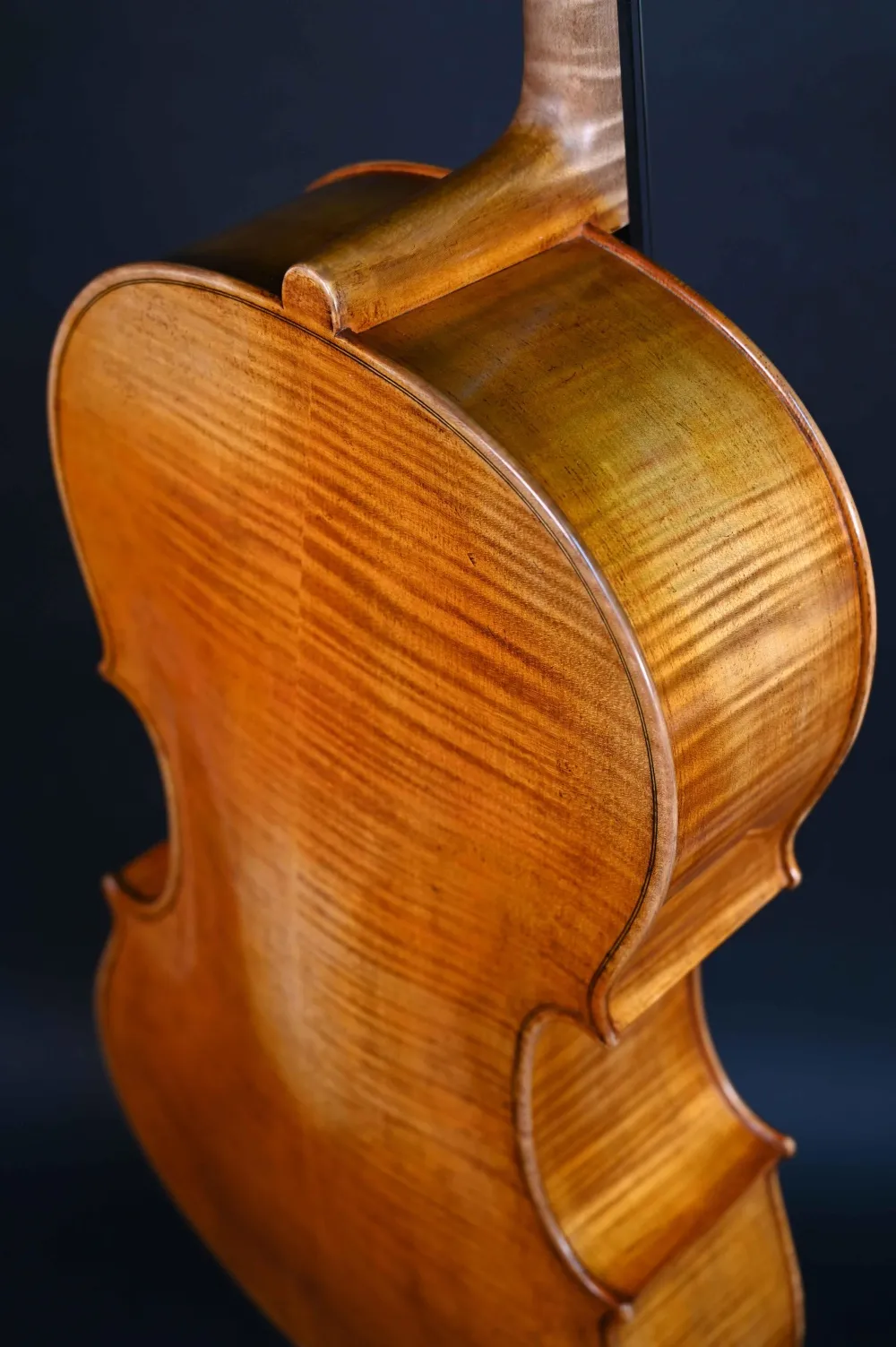 Halsansatzansicht-hinten eines Stoica Alin Meister Cello Handarbeit aus Siebenbürgen 2023