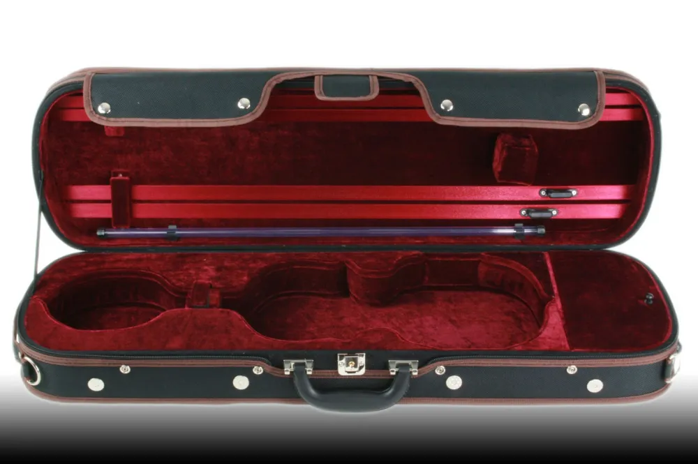 Petz rechteckiges 4/4 Violinetui, schwarz/rot