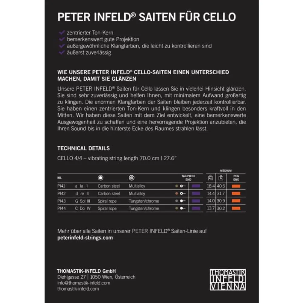 Thomastik PETER INFELD® 4/4 CELLO (VIOLONCELLO) G Saite_Beschreibung
