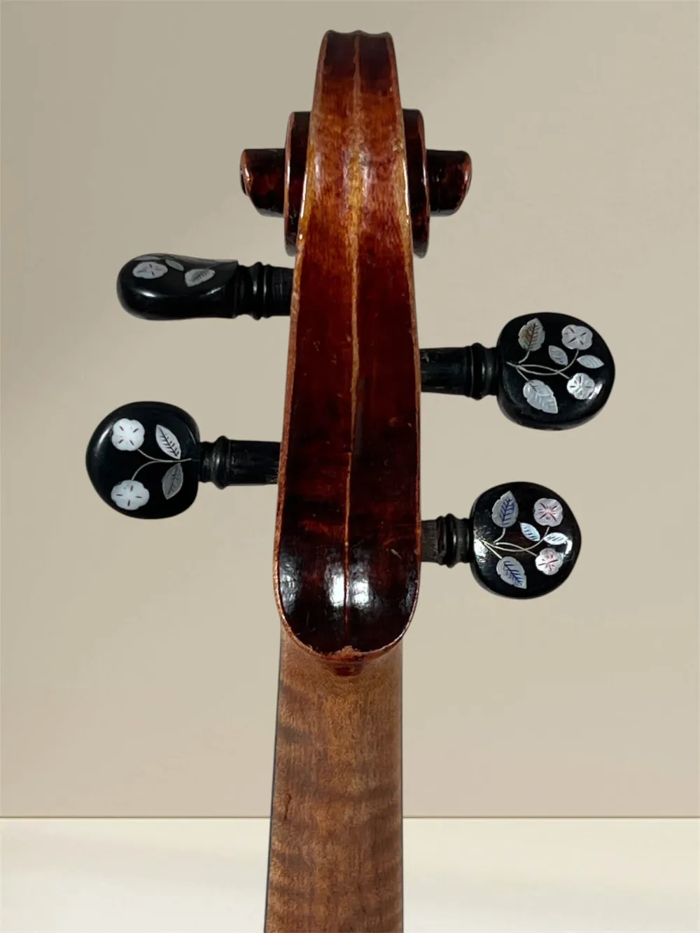 Alte deutsche Werkstattgeige um 1900 Vorderansicht - Schneckeansicht hinten
