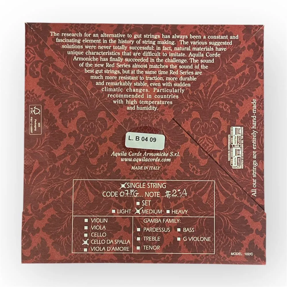 Aquila FG-Red A-Saite für Cello da Spalla – synthetisch, rot