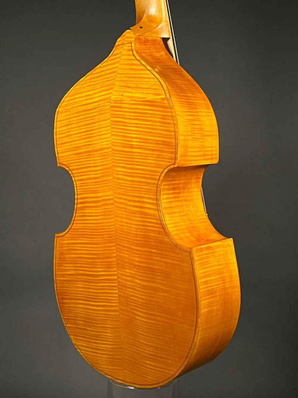 Bodenansich, seitlich einer Bakos András 7-Saitige Bass Tenor Viola da Gamba Handarbeit aus Siebenbürgen gebaut 2023