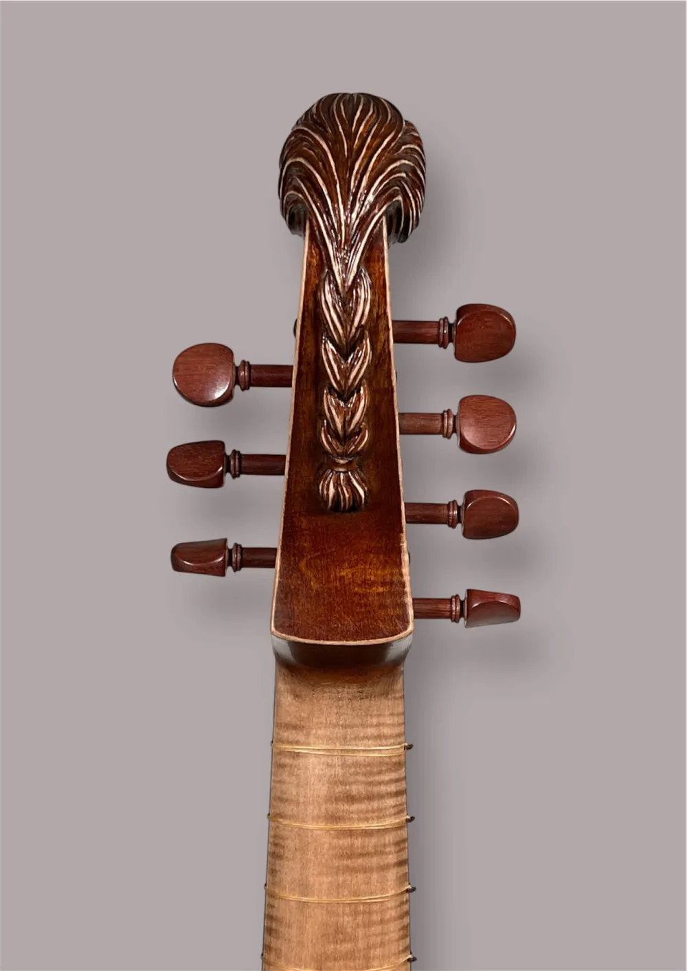 7-saitige Bassgambe nach Nicolas Bertrand gebaut 2024– Schneckeansicht hinten