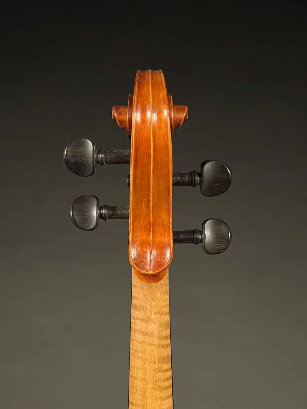 Schnecke-hinten-Detailansicht einer Simon Joseph Meister 39,5 cm 15,5\" Bratsche (Viola) Handarbeit 2020
