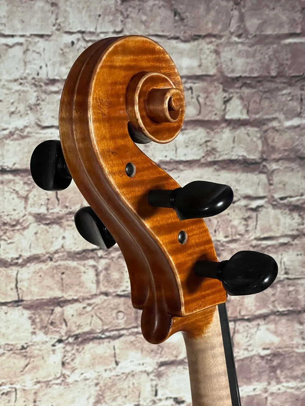 Schnecke-hinten-Seite-Detailansicht eines Stoica Alin di Bottega Cello Handarbeit aus Siebenbürgen 2022