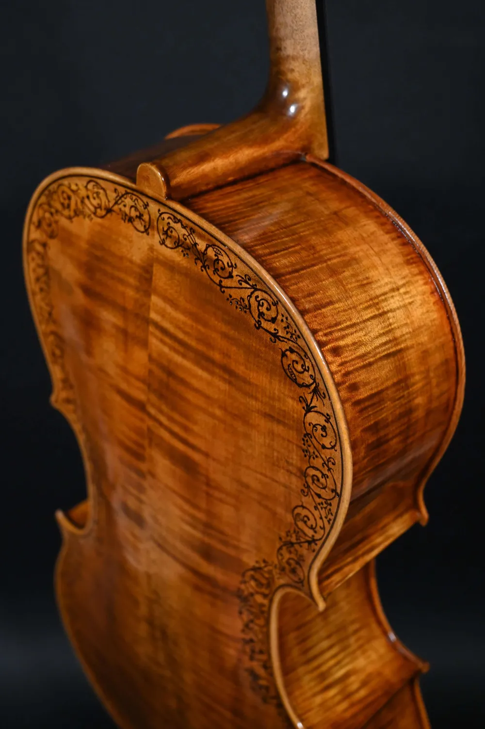 Halsansatzansicht eines Kalas Csaba 4/4 Meister Cello (Violoncello) nach Stradivarius Handarbeit 2022