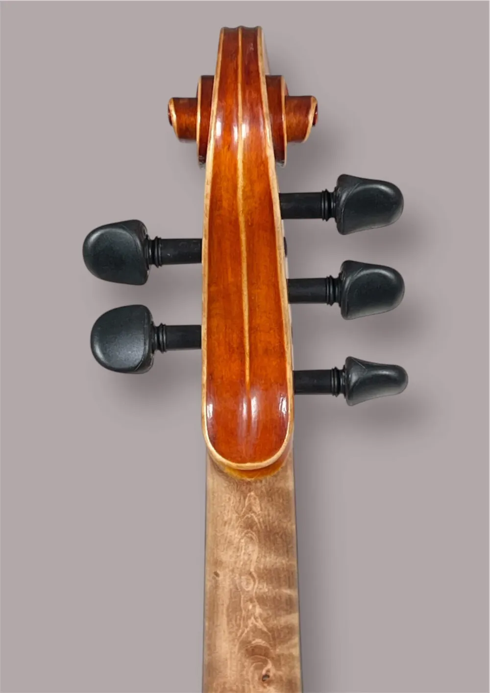 Schneckenansicht hinten einer Simon Joseph 5Saiter 4/4 Meister Geige (Violine) Handarbeit 2023