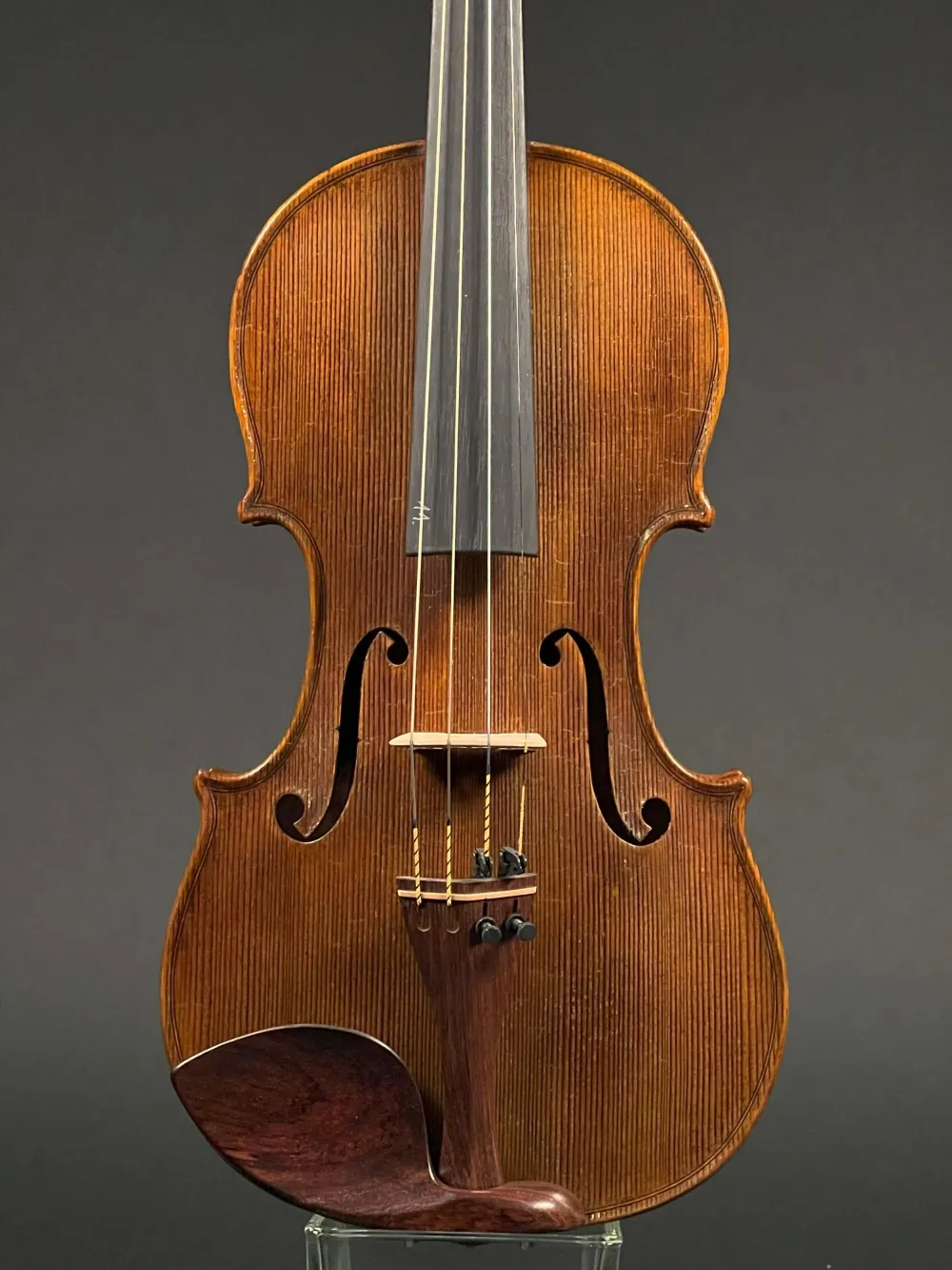 Decken-Detailansicht einer Simon Joseph Meister Geige (Violine) Stradivarius Modell Handarbeit 2016