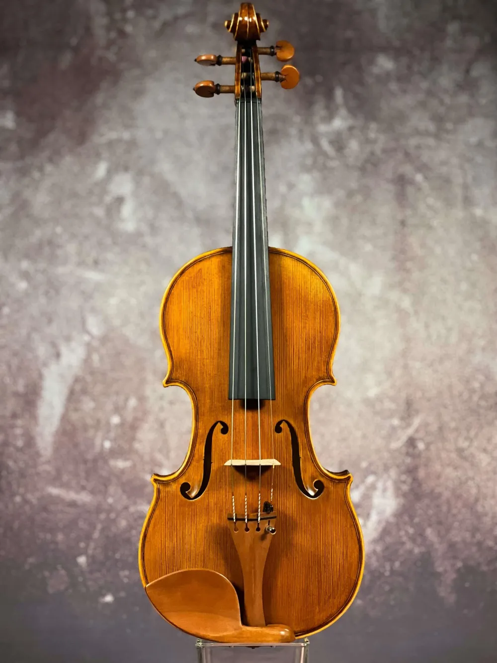 Front-Detailansicht einer Simon Joseph Meister Geige (Violine) Handarbeit 2018