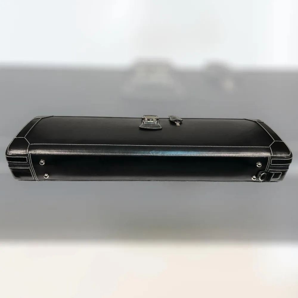 Exklusives GL-Lederetui für Violine in schwarzem italienischen Leder, liegend