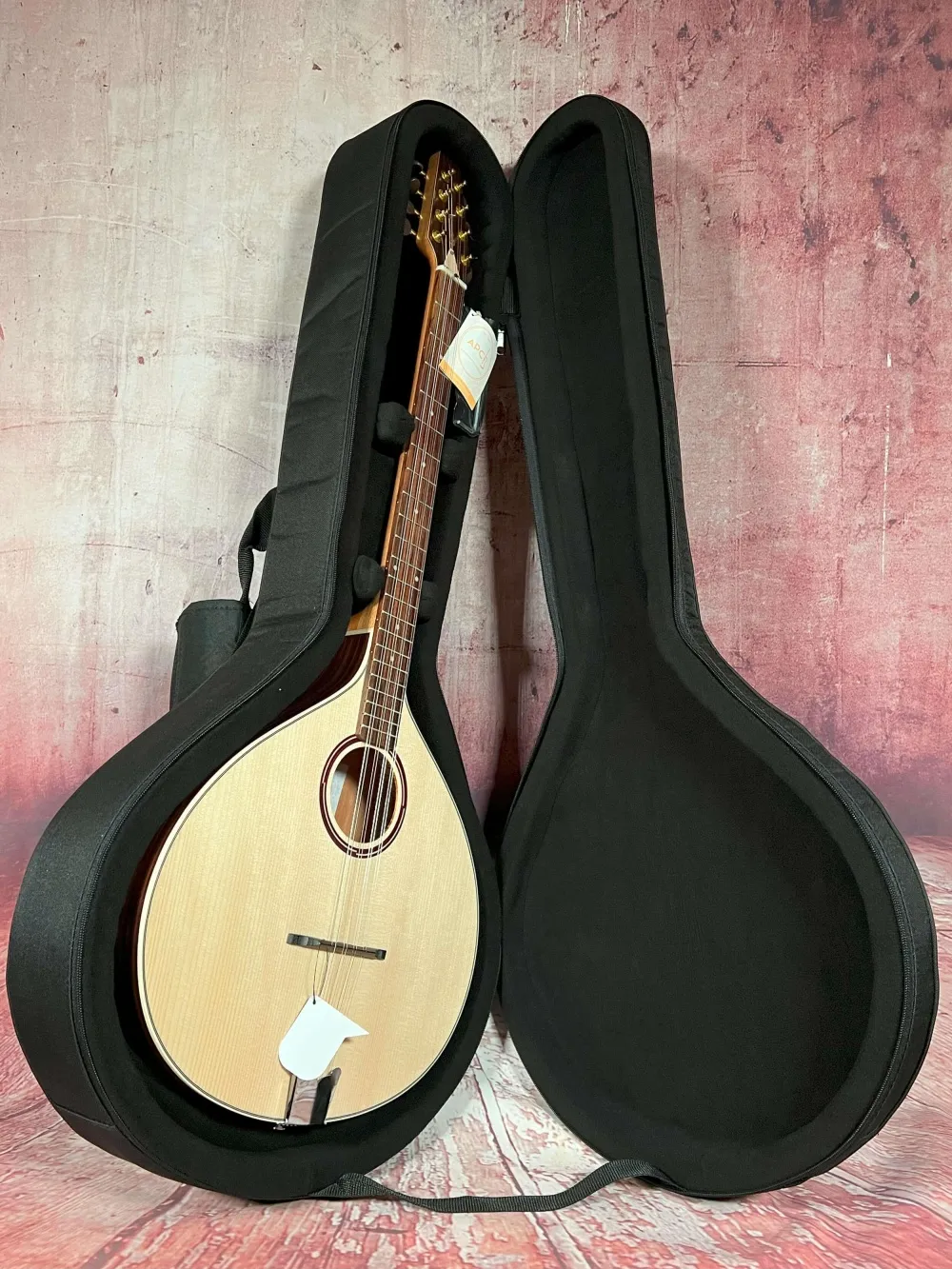 Geöffneten Kofferansicht einer APC Artist Portugiesisch Bouzouki Modell PTB310 gebaut in Portugal