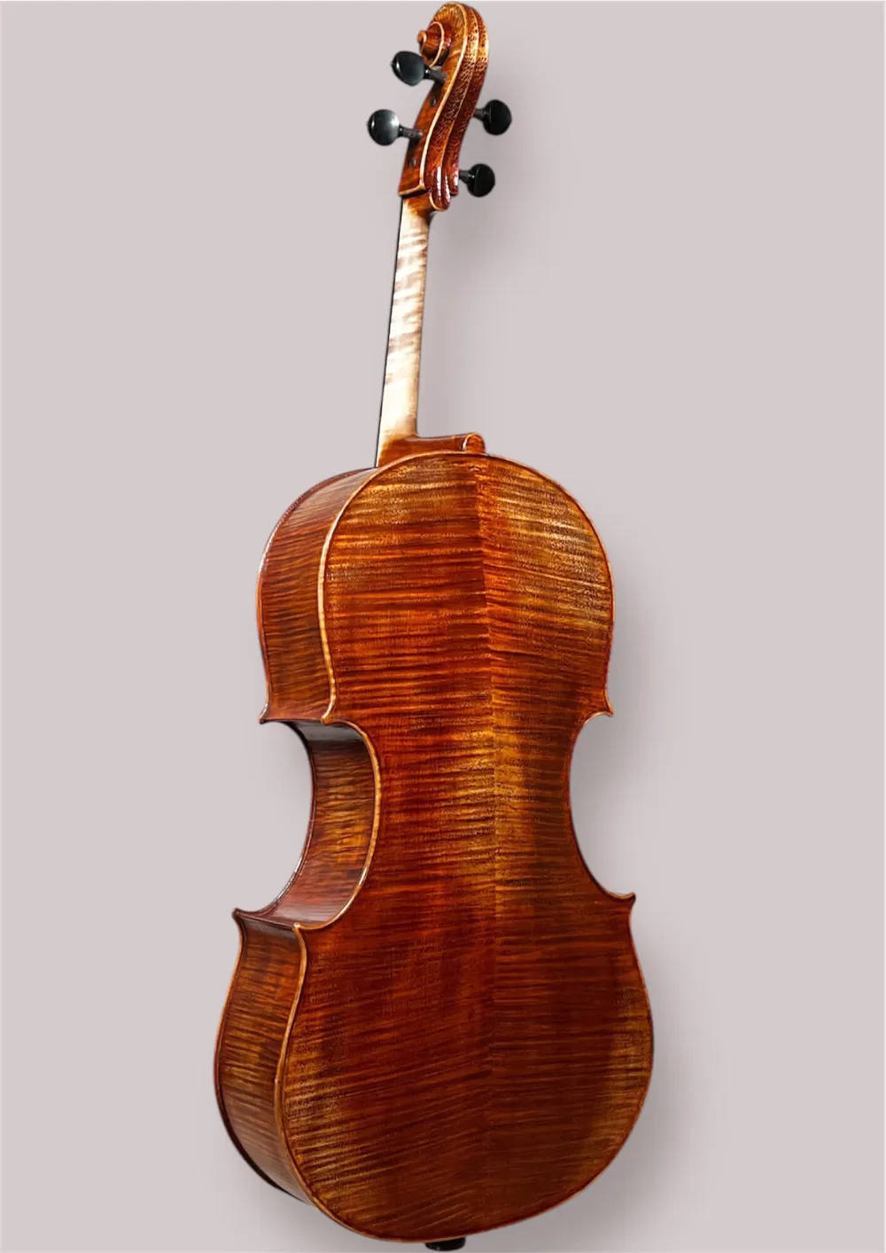 Konzertcello 2025 von Simon Joseph (Reghin), Goffriller-Modell – Vorderansicht seitlich