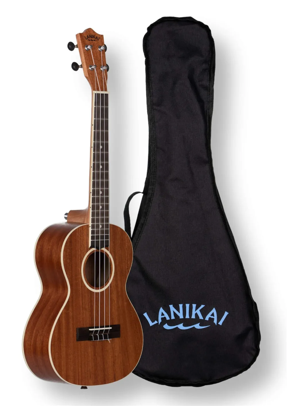 LANIKAI LU Series Tenorukulele natur – Seitenansicht mit Tasche