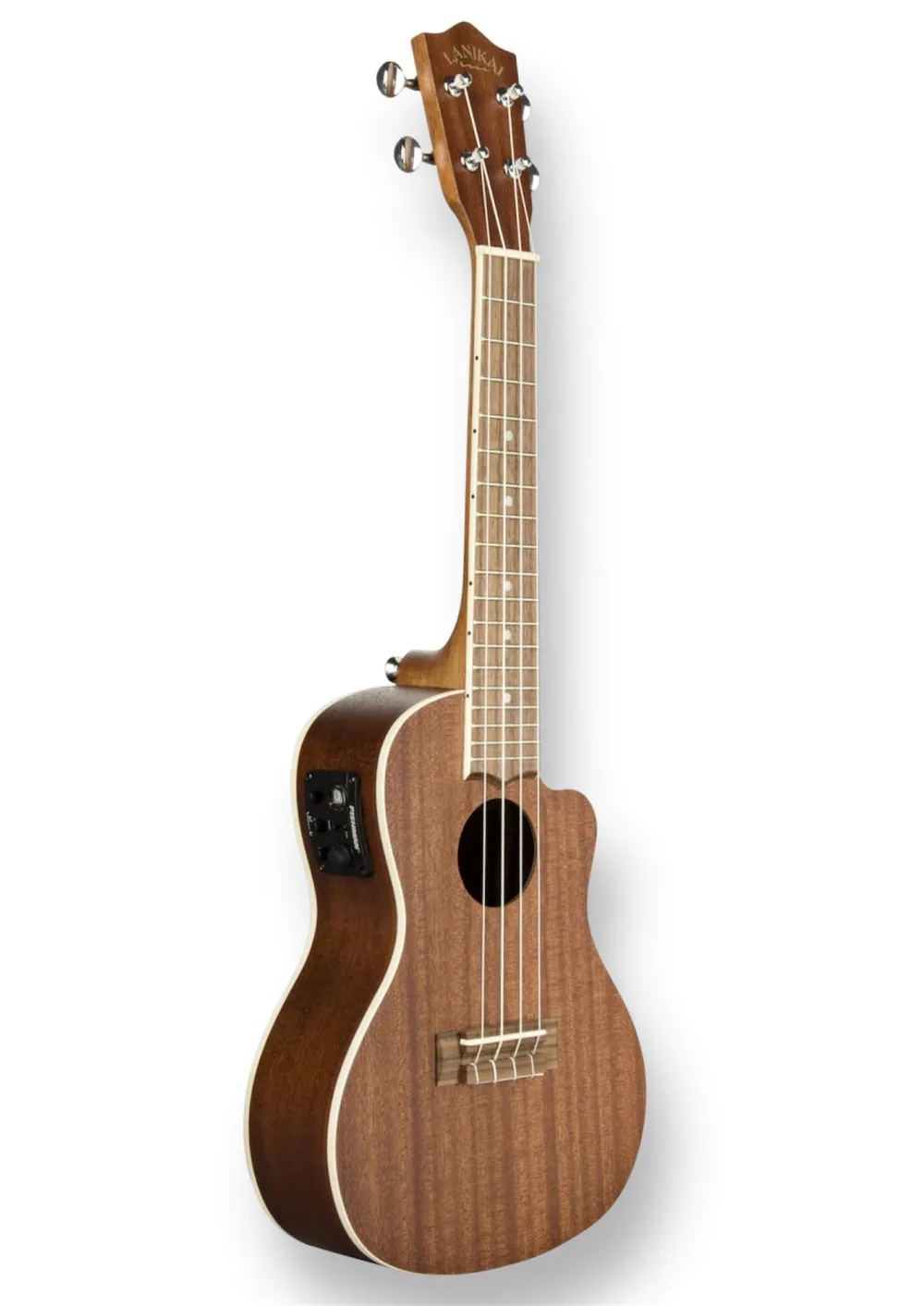 LANIKAI Mahogany Konzertukulele mit Cutaway und Fishman Preamp – Seitenansicht