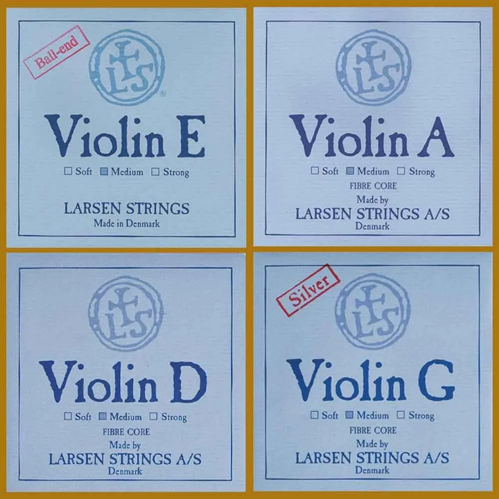 Larsen Original 4/4 Geige (Violine) Saiten SATZ, E-Kugel, Stärke Medium_Satzansicht