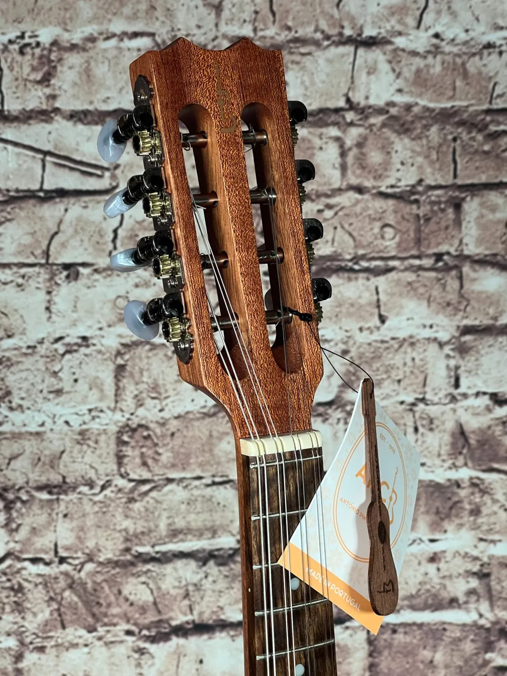 Kopf-oben-Detailansicht einer APC MDL308 Mandoline Modell Classic, Handarbeit aus Portugal