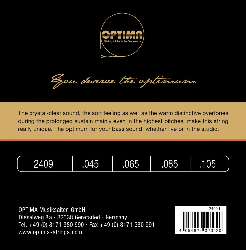 Optima E-Bass UNIQUE 24K GOLD Saiten Satz .045–.105 Long Scale