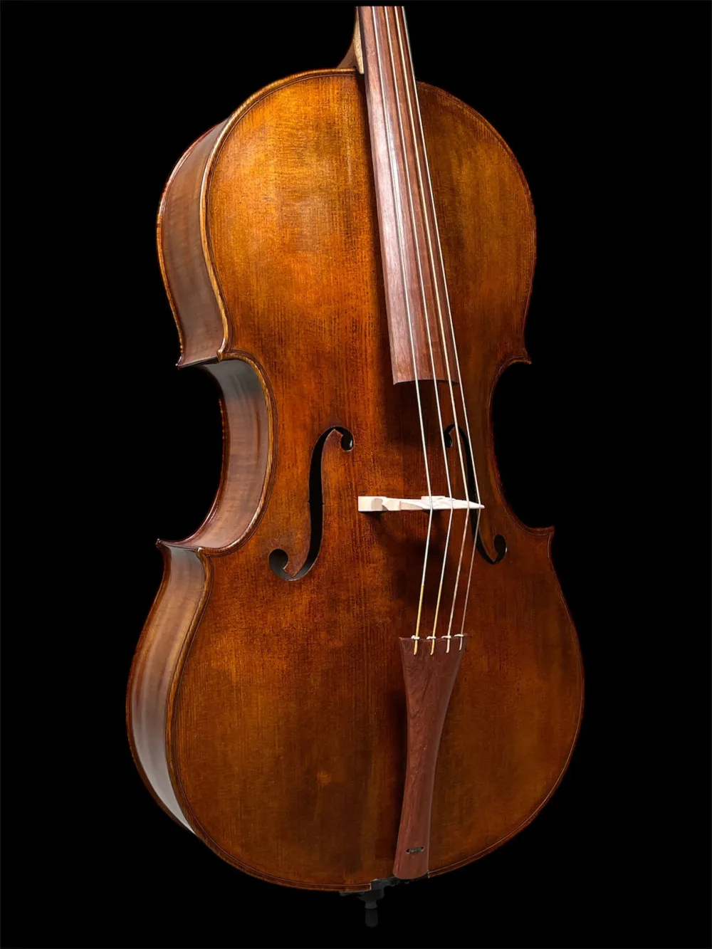 Orbán Zsolt Barock Cello 4/4 gebaut 2023 nach Stradivarius Davidov 1712 - Deckeansicht seitlich