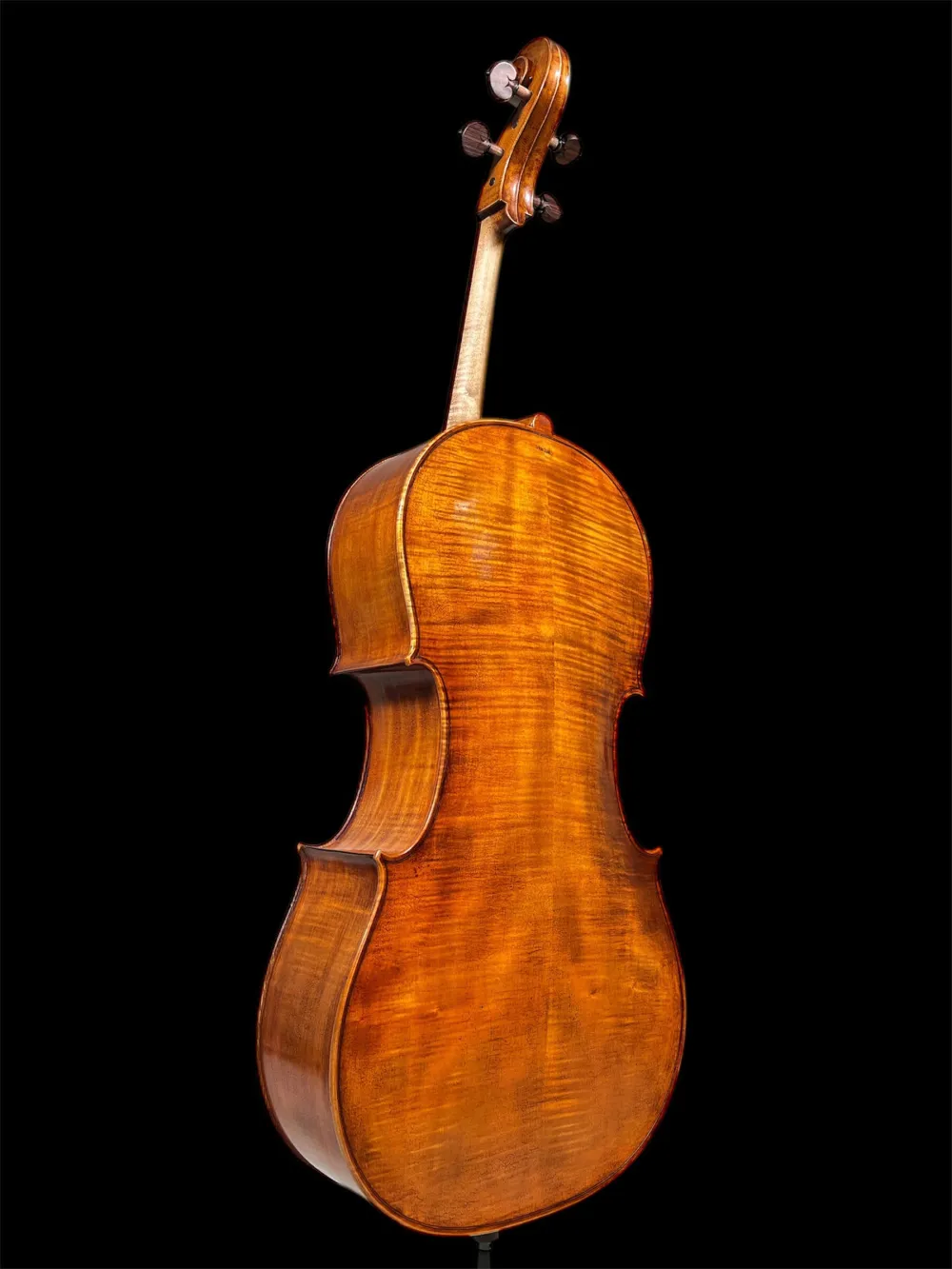Orbán Zsolt Barock Cello 4/4 gebaut 2023 nach Stradivarius Davidov 1712 - Rückansicht seitlich