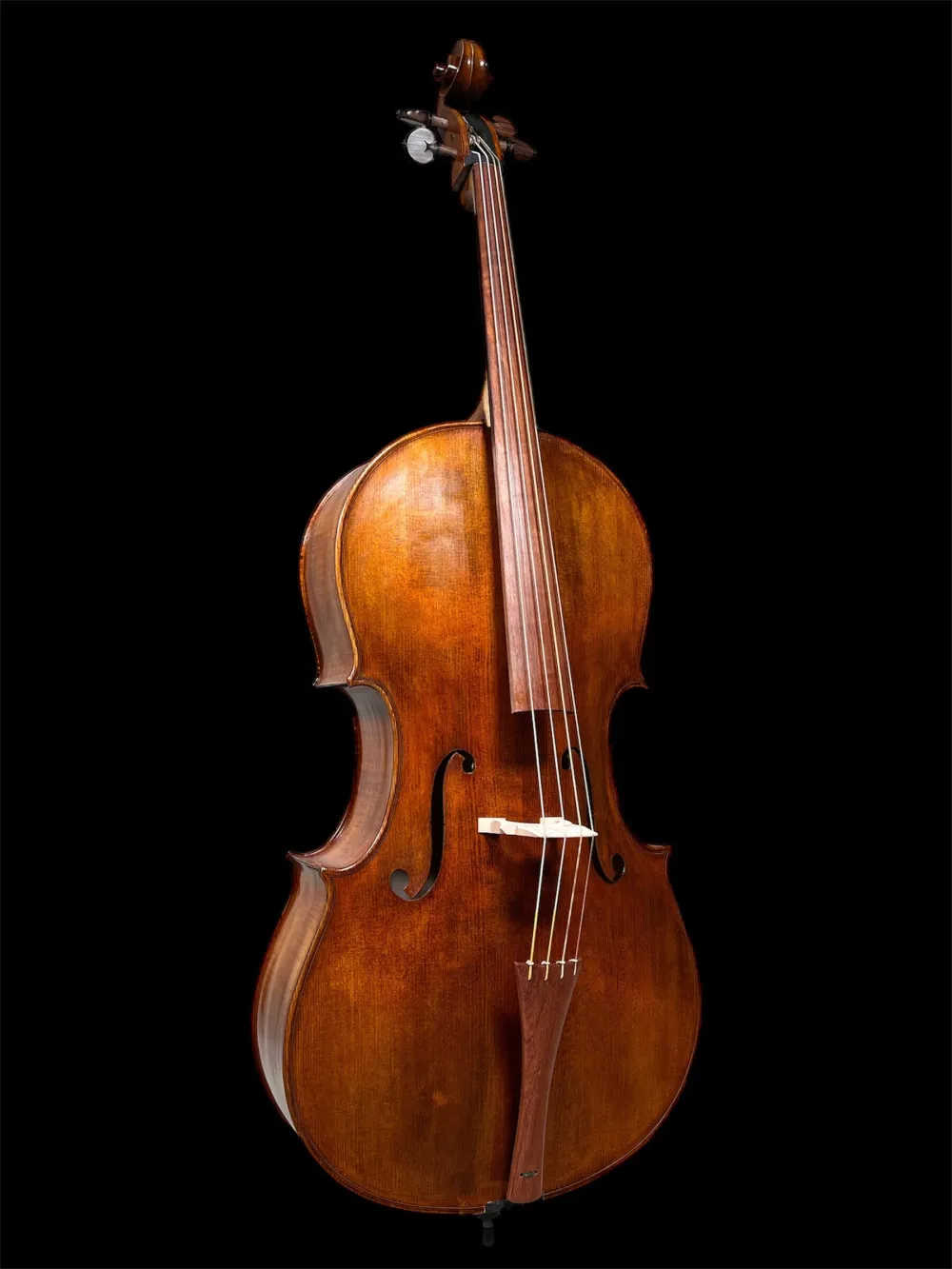 Orbán Zsolt Barock Cello 4/4 gebaut 2023 nach Stradivarius Davidov 1712 - Vorderansicht seitlich