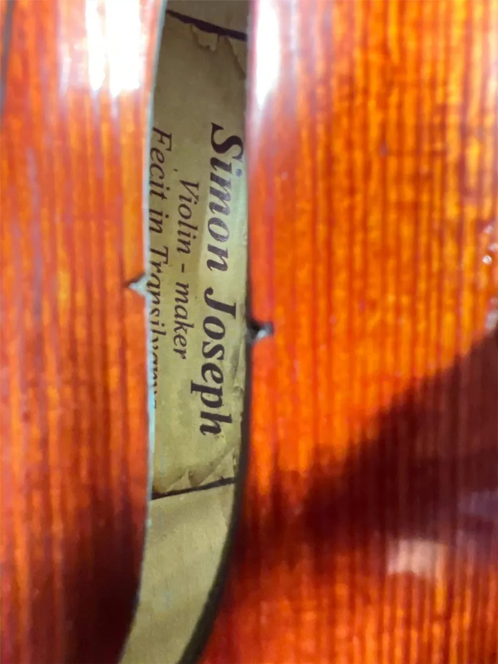 Simon Joseph 4/4 „Meister“ Barock Geige nach Stradivarius Modell gebaut 2025 - Etikettansicht