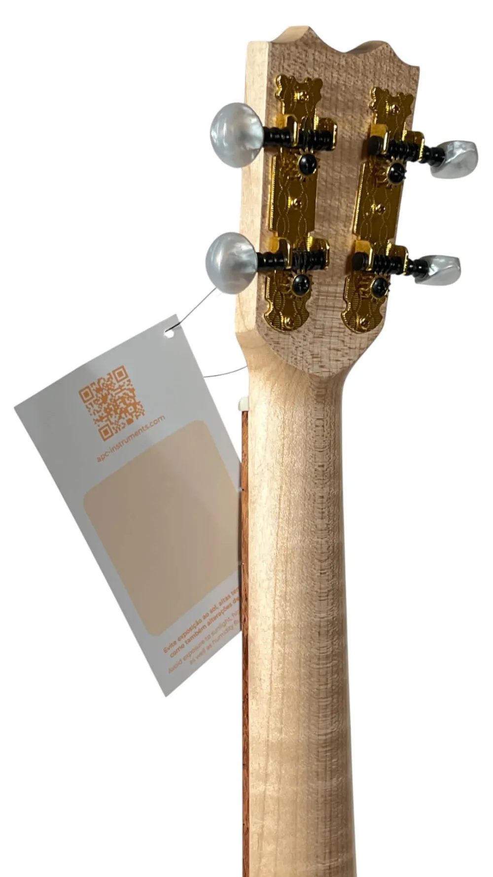 APC TT Traditional Tenor Ukulele aus massiver Akazie – handgefertigt in Portugal mit offenporigem Finish - Kopfansicht - Mechaniken APC TT Traditional Tenor Ukulele aus massiver Akazie – handgefertigt in Portugal mit offenporigem Finish - Kopfansicht - Mechaniken