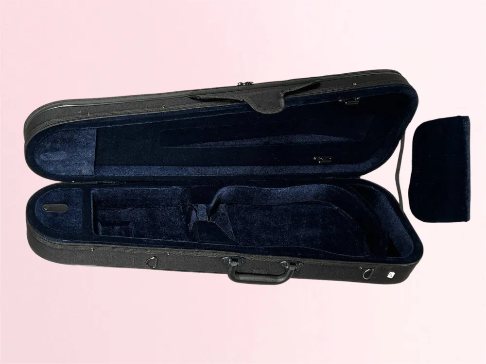 Petz Violin Etui dreieckige Form mit Schulterstützenfach in 7 Größen, blau